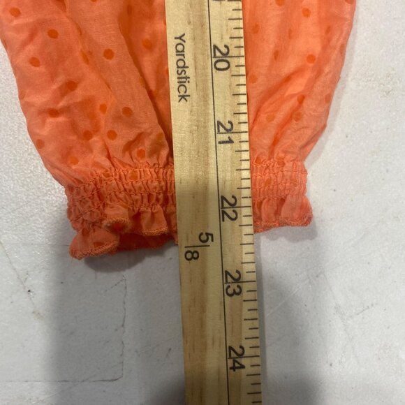 Joe Fresh Cotton Silk Top M Orange Polka Dot 3/4 Sleeve Off-Shoulder - Picture 12 of 13